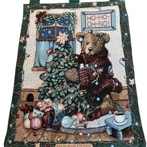 Vintage Boyds Bears Christmas Wall Tapestry 36x28” Elliot and the Tree
